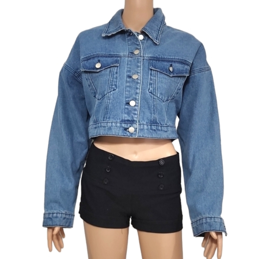 Honey Punch Women's Jean Jacket Coat Blue Size S small